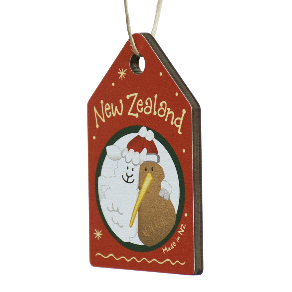 New Zealand Made Wooden Decoration - Kiwi and Lamb