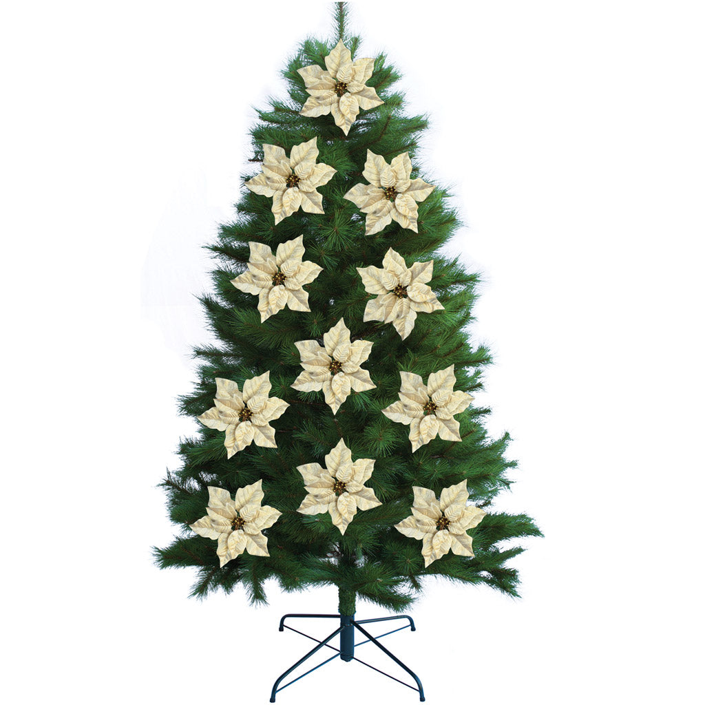 Poinsettia with Clip - Gold