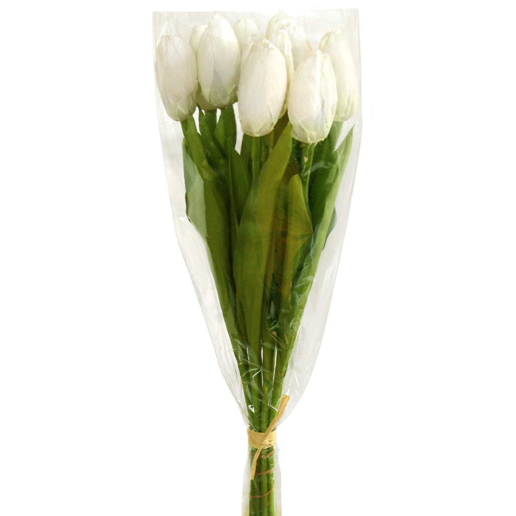Tulip Presentation Bouquet with cello wrap - White