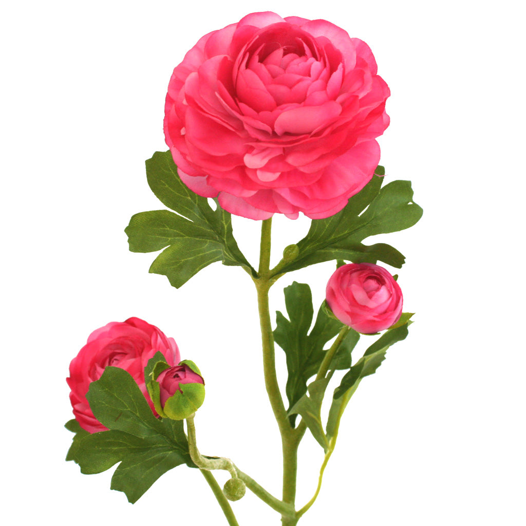 Close-up of pink artificial Buttercup flower from Ogilvies NZ