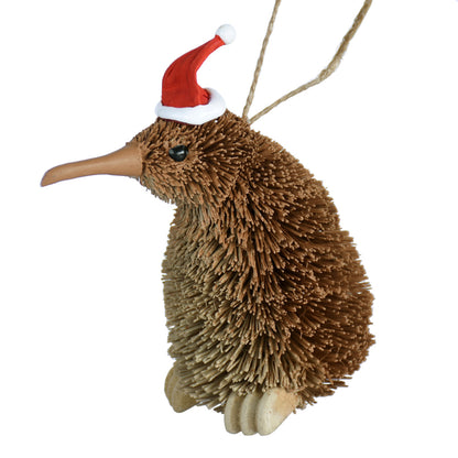 Kiwi - Natural fibre decoration with Christmas hat