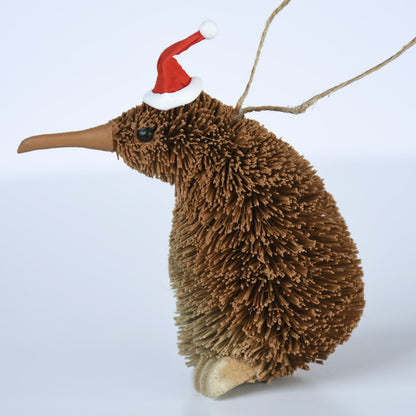 Kiwi - Natural fibre decoration with Christmas hat