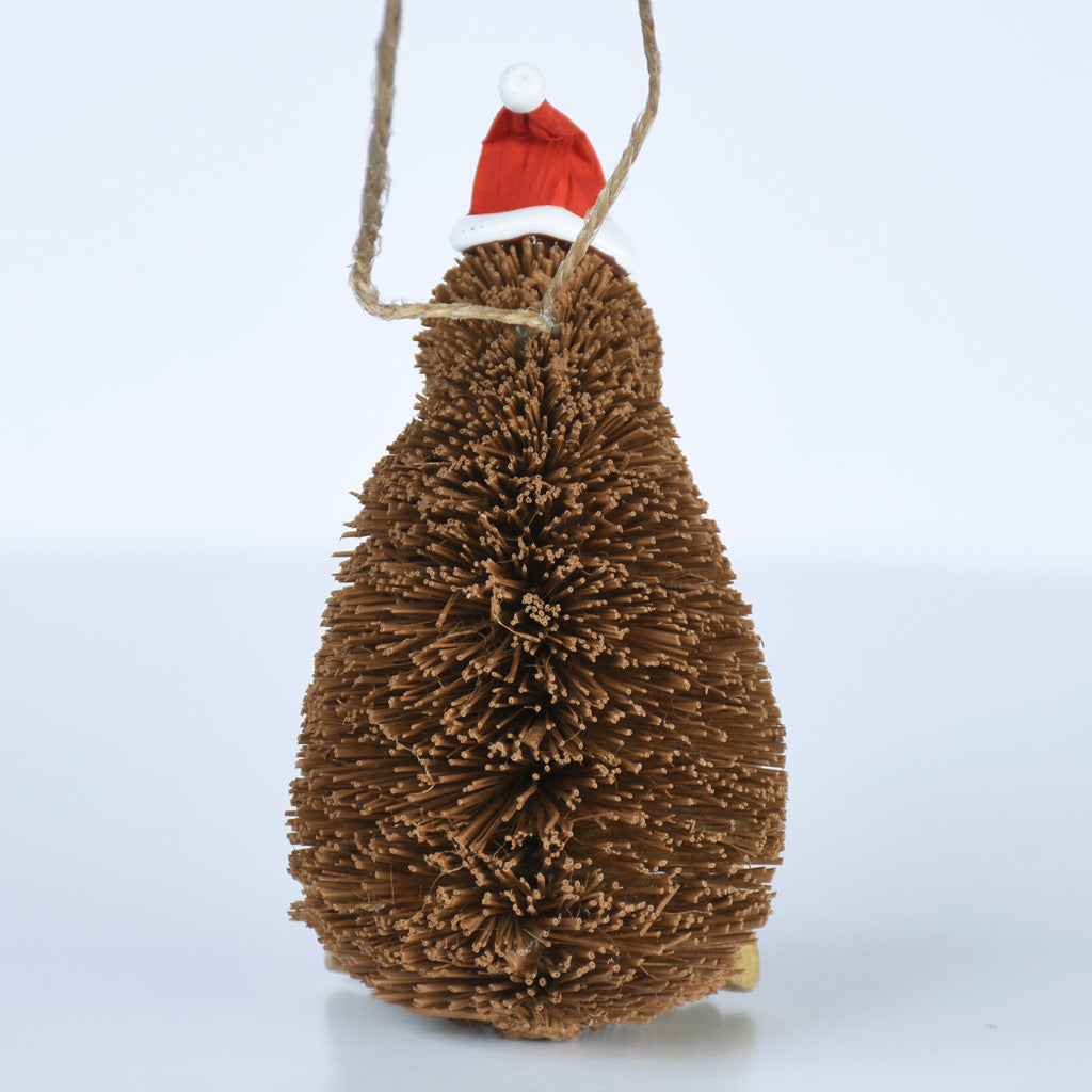 Kiwi - Natural fibre decoration with Christmas hat