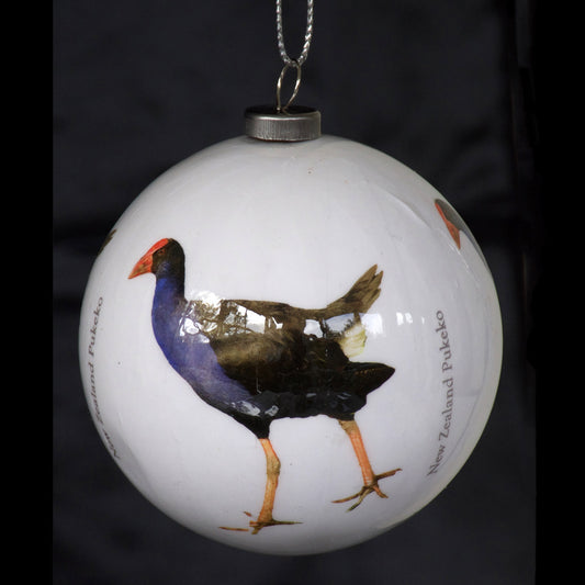 NZ Bird Baubles - Classic White - Pukeko - Set of 3