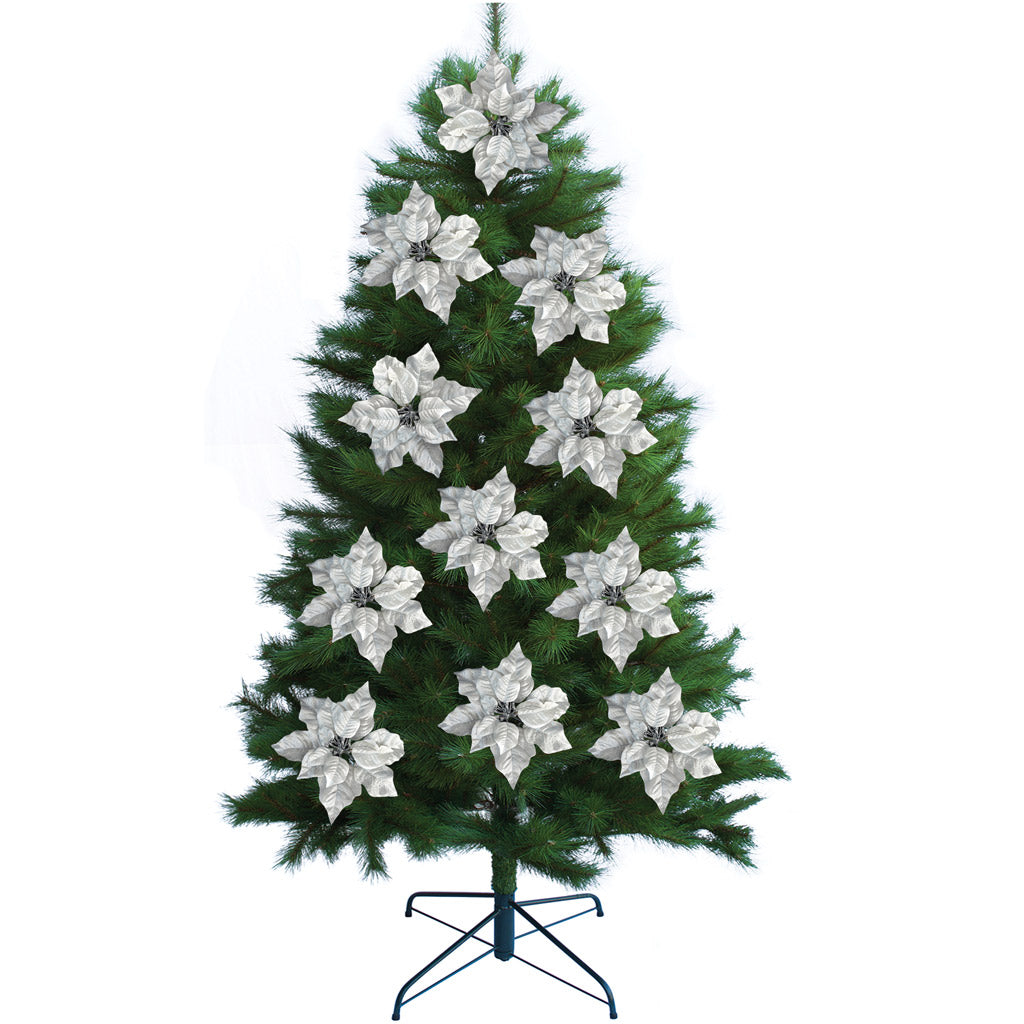 Poinsettia with Clip - Silver