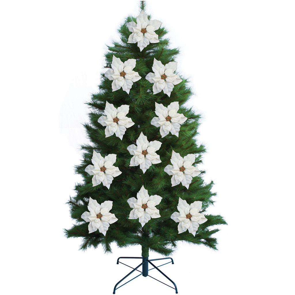 Poinsettia with Clip - White