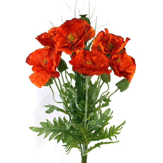 Poppy Bush with Grass - Burnt Orange
